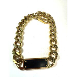 Marc by Marc Jacobs Necklace Curb Chain Black Enamel Bar Pendant Heavy Rare